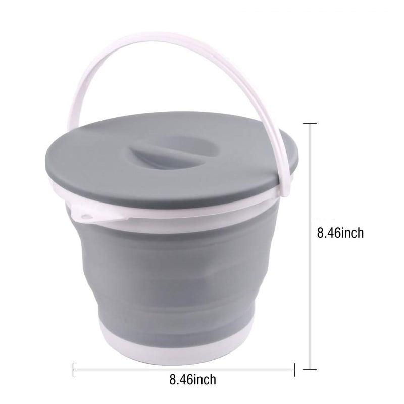 Ahyuan Collapsible Water Bucket with Locking Lid Multifunction Foldable Round Tub Water Pot Portable Water Pail Space Saving Water Container for RV, Camping, Marine, Outdoor Activities and Home (Gray) - Image 2